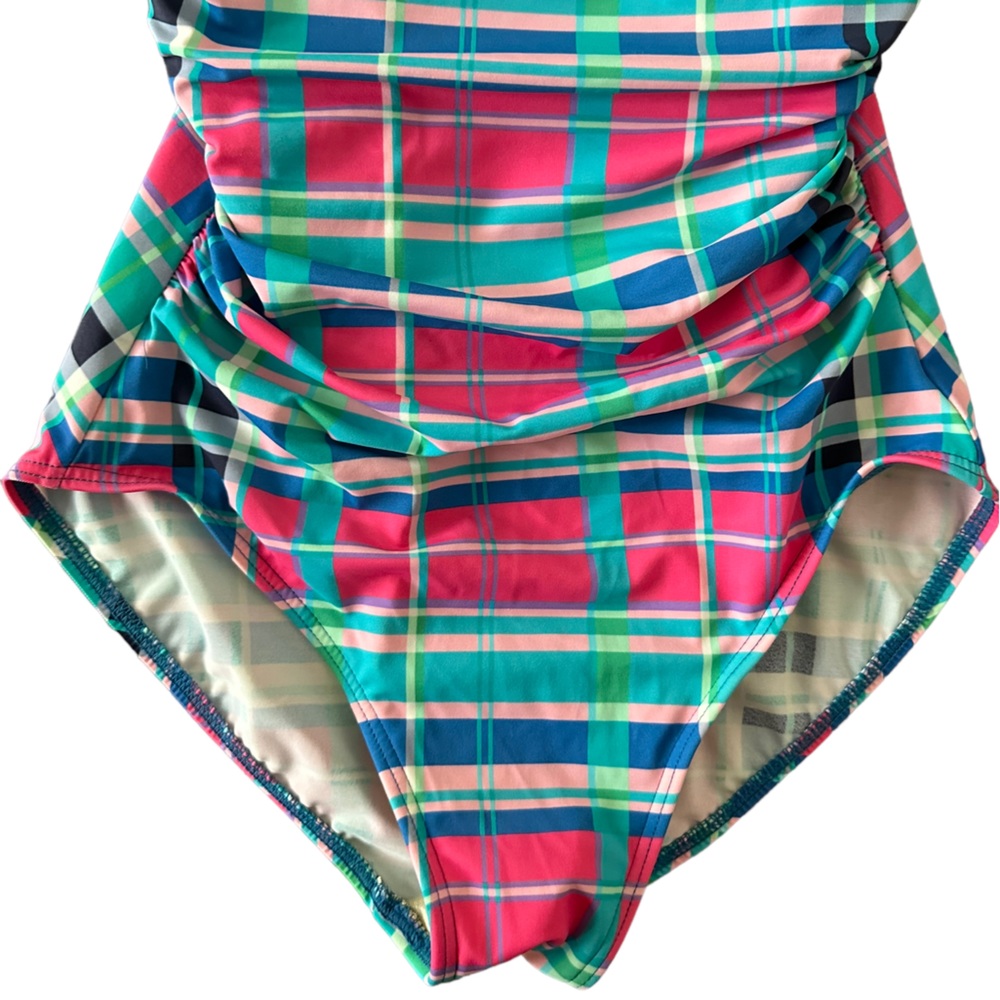 Talbots Plaid One Piece Swimsuit - Size 6 - Picture 3 of 9